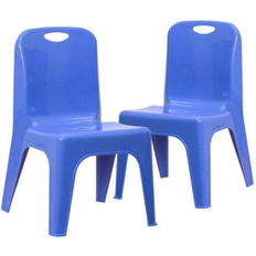 Kid's Room EMMA + OLIVER 2 Pack Blue Plastic Stackable School Chair with Carrying