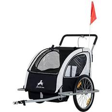 Vehicle Accessories Aosom 2 in 1 Double Child Bike Trailer and Stroller Black