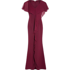 Adrianna Papell Chiffon and Crepe Mermaid Gown - Bright Burgundy