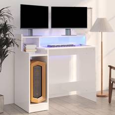 vidaXL with Lights Engineered Wood Writing Desk