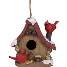 Northlight 7" Brown & Red Christmas Birdhouse with Cardinals