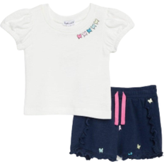 Splendid Toddler Girl Rainbow Butterfly Shorts Set - White/Navy Blue (RTS4134)