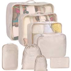 Beige Travel Accessories Kingdalux Travel Luggage Packing Organizers - Set of 8