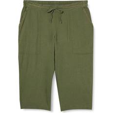 Evans Pants & Shorts Evans Linen Blend Crop Trouser - Khaki