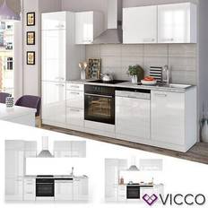 Kücheneinrichtungen VICCO Küche 270 cm Küchenzeile Küchenblock Einbauküche Weiß Hochglanz