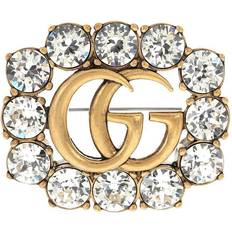 Brooches Gucci Double G Brooch - Gold/Transparent