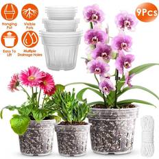 IMounTEK Pots, Plants & Cultivation iMounTEK 9 pack clear orchid pots holes