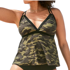 Women Tankinis Swimsuits For All Loop Strap Tankini Top - Camo