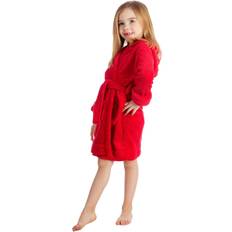 Elowel Boys Girls Hooded Red Childrens Toddler Fleece Sleep Robe 10Y