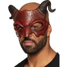 Augenmasken Boland Teuflische Augenmaske mit Hörnern Dämonen-Maske rot-schwarz