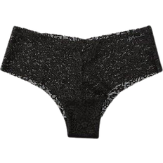 Pink No-Show Soft Lace Cheekster Panty - Pure Black