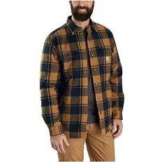 Carhartt Men Shirts Carhartt Men's Relaxed Fit Flannel Sherpa-Lined Shirt Jac Brown