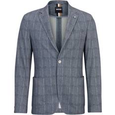 Hugo Boss Men Outerwear HUGO BOSS Slim-fit jacket in checked stretch cotton grey Regular