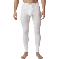 Men - White Base Layer Pants Waffle Knit Thermal Long Johns - White