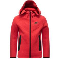 Tops Children's Clothing Nike Older Boy's Sportswear Tech Fleece Hoodie - Light University Red Heather/Black/Black