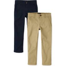The Children's Place Boy's Uniform Stretch Skinny Chino Pants 2-pack - Flax/New Navy (3019997-BQ)