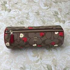 Coach Toiletry Bags & Cosmetic Bags Coach WOMENS MAKEUP BRUSH HOLDER IN CANVAS LEATHER IM/Khaki Multi Apple Print