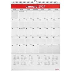Staples Calendars Staples 2024 12 Calendar, White/Red ST53913-24