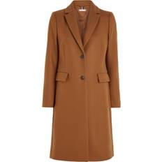 Tommy Hilfiger Classic Single Breasted Wool Coat - Natural Cognac