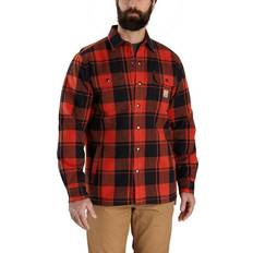 Carhartt Herre Jakker Carhartt Men's Mens Flannel Sherpa Lined Shirt Jacket Red Ochre