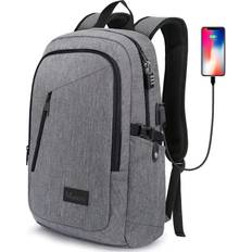 15.6" college school bookbag usb charging port & lock laptop backpack travel