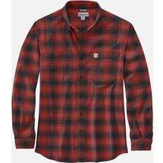 Herre - Røde Skjorter Carhartt Men's Mens Cotton Long Sleeve Plaid Flannel Shirt Red Ochre