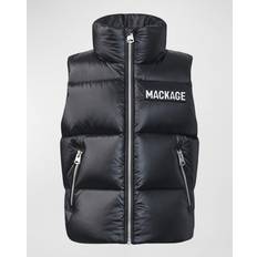 Padded Vests Children's Clothing Mackage Kid's Charlee Quilted Logo Vest, 8-14 BLACK