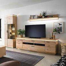 Wohnwand massivholz anbauwand balkeneiche Fernsehschrank
