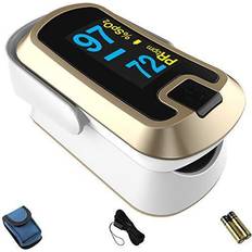 Best Pulse Oximeters Mibest oled finger pulse oximeter, o2 meter, blood oxygen monitor white/gold