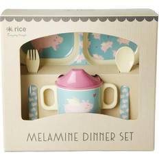 Rice Barneserviser Rice Melamine Baby Dinner Set Giftbox Flying Pig Print