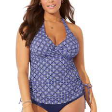 Tankinis Swimsuits For All Adjustable Underwire Tankini Top - Blue Mosaic