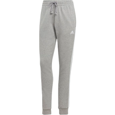 Adidas Dame Bukser adidas Essentials 3-Stripes French Terry Cuffed Pants - Medium Gray Heather/White