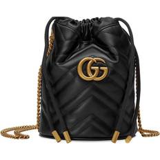 Bags Gucci GG Marmont Mini Leather Bucket Bag - Black