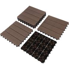 Pure Garden Patio Floor Tiles Set of 6 Wood/Plastic Composite Interlocking Deck Tiles for Outdoor Flooring Â– Covers 5.8-Square-Feet Mocha Brown