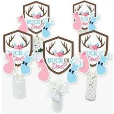 Big Dot of Happiness Buck Hunting Gender Reveal Party Centerpiece Sticks Table Toppers Set 15