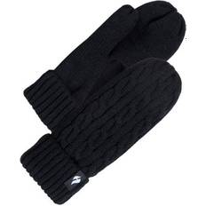 Women Mittens Heat Holders Cable-Knit Mittens for Ladies Black