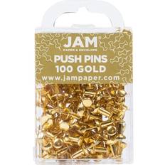 Gold Desktop Stationery Jam Paper Push Pins, Shiny 100/Pack 222419051
