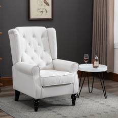 Wing Chairs Armchairs Homcom Round Arm Cream White 40.2"