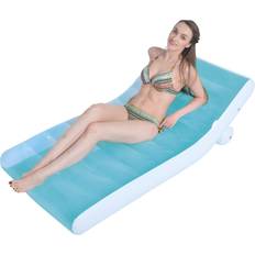 Inflatable Mattress 66.5" Blue and White Inflatable Pool Lounger Float Blue 66.5"