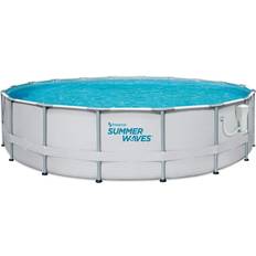 18ft pool Summer Waves Elite 18 ft. Round 48 in. D Metal Frame Pool Set with Filter Pump, White