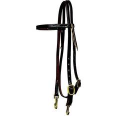 Mustang Grooming & Care Mustang Oil Harness Leather Browband Brass SnapEnd Brown Adjustable