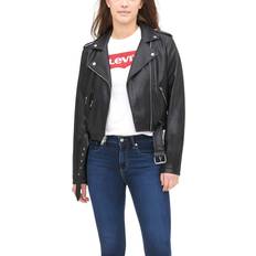 Leather Jackets - Women Levi's Faux Leather Belted Motorcycle Jacket Black
