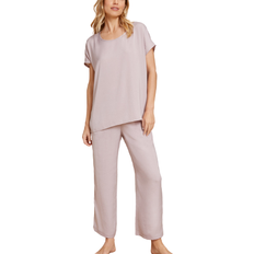 Barefoot Dreams Washed Satin Tee & Cropped Pant Set - Feather