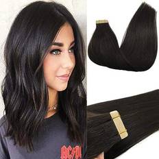 Real Hair Clip-On Extensions Goo Goo Clip In Human Hair Extension 20 inch #1B Natural Black 20-pack