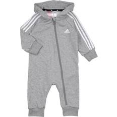 Polyester Jumpsuits adidas Infant Essentials 3-Stripes French Terry Bodysuit - Medium Grey Heather/White