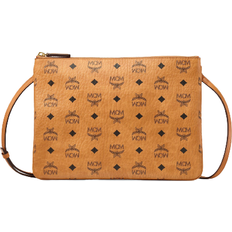 Brown - Leather Handbags MCM Original Visetos Crossbody Pouch - Cognac