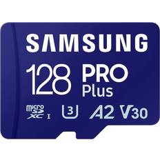 128 GB Minnekort Samsung Pro Plus microSDXC Class 10 UHS-I U3 V30 A2 180/130MB/s 128GB +SD Adapter