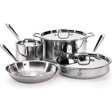 Stainless Steel Cookware Sets All-Clad D3 Stainless Steel with lid 7 Parts