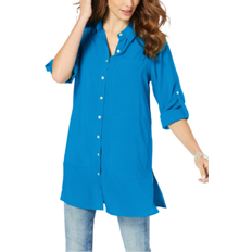 Women Shirts Roaman's Kelli Big Shirt - Iris Blue