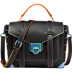Michael Kors Black Bags Michael Kors Manhattan Medium Contrast-Trim Leather Satchel - Black